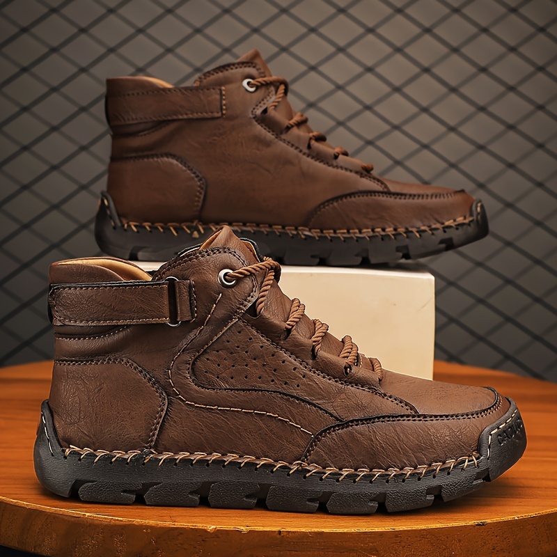 Men’s Casual Stitching Sneakers, Breathable Anti-slip Lace-up Ankle Walking Shoes For Outdoor, Spring Autumn And Winter