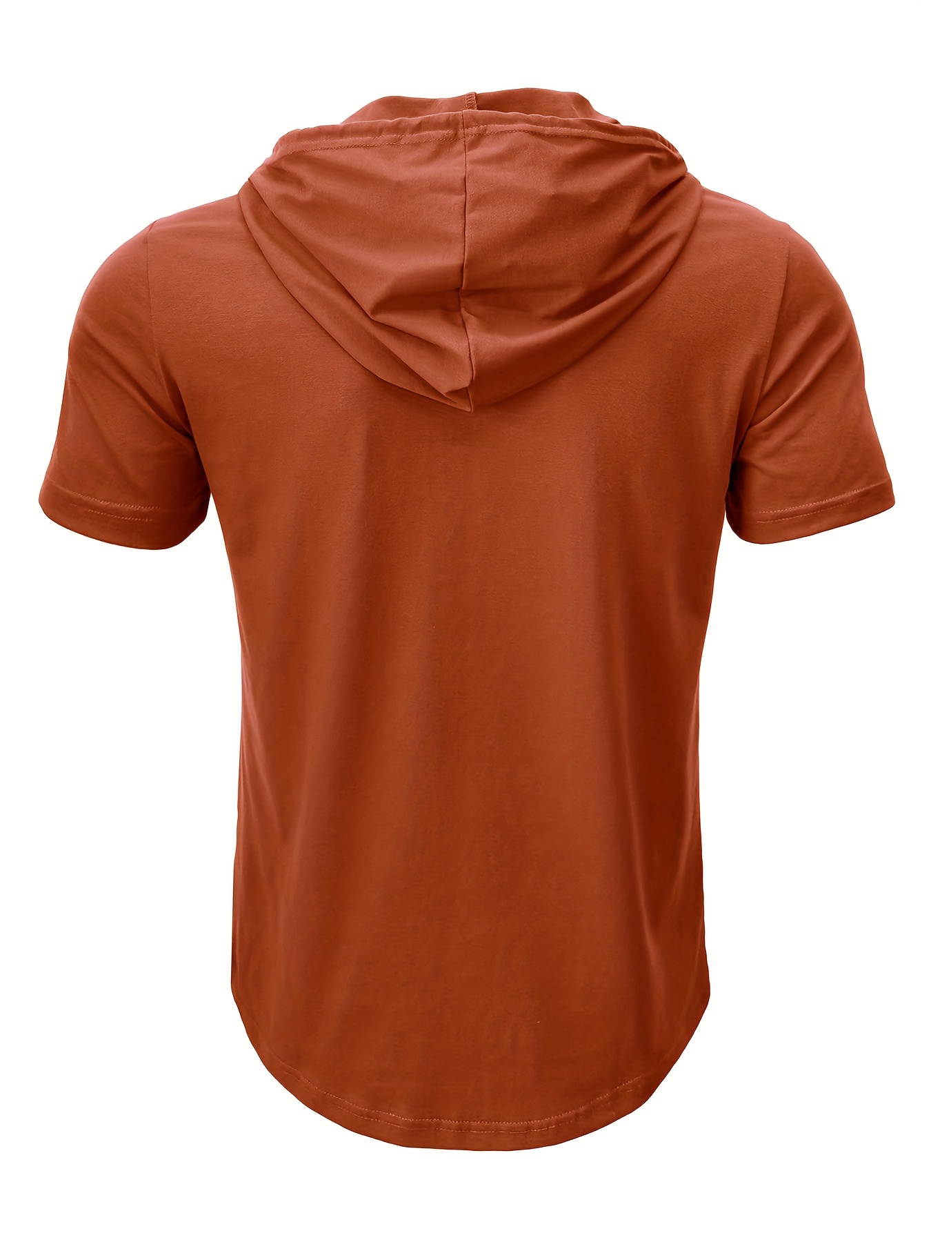 mens solid drawstring hooded short sleeve sports t shirt mens cotton blend henley top for summer outdoor details 15